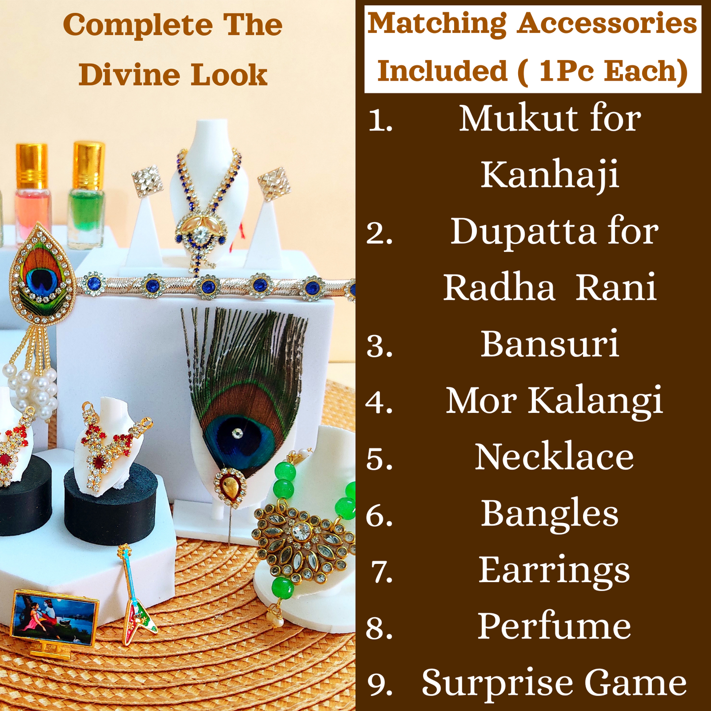 Divine Gau Mata -Themed Sea Green Krishna Dress – Janmashtami Designer Poshak with Mukut & Complete Shringar Accessories