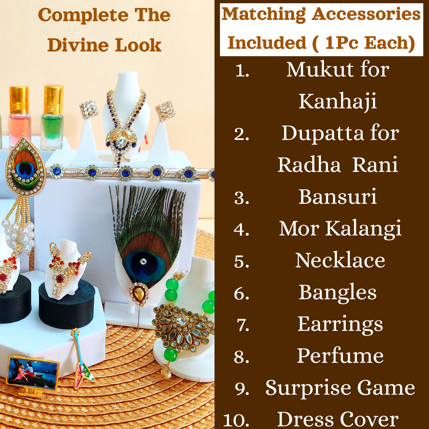 Divine Shreenath Style Bal Gopal Poshak – Floral Design Dress with Mukut, Bansuri, Surprise Gift & Full Shringar Set