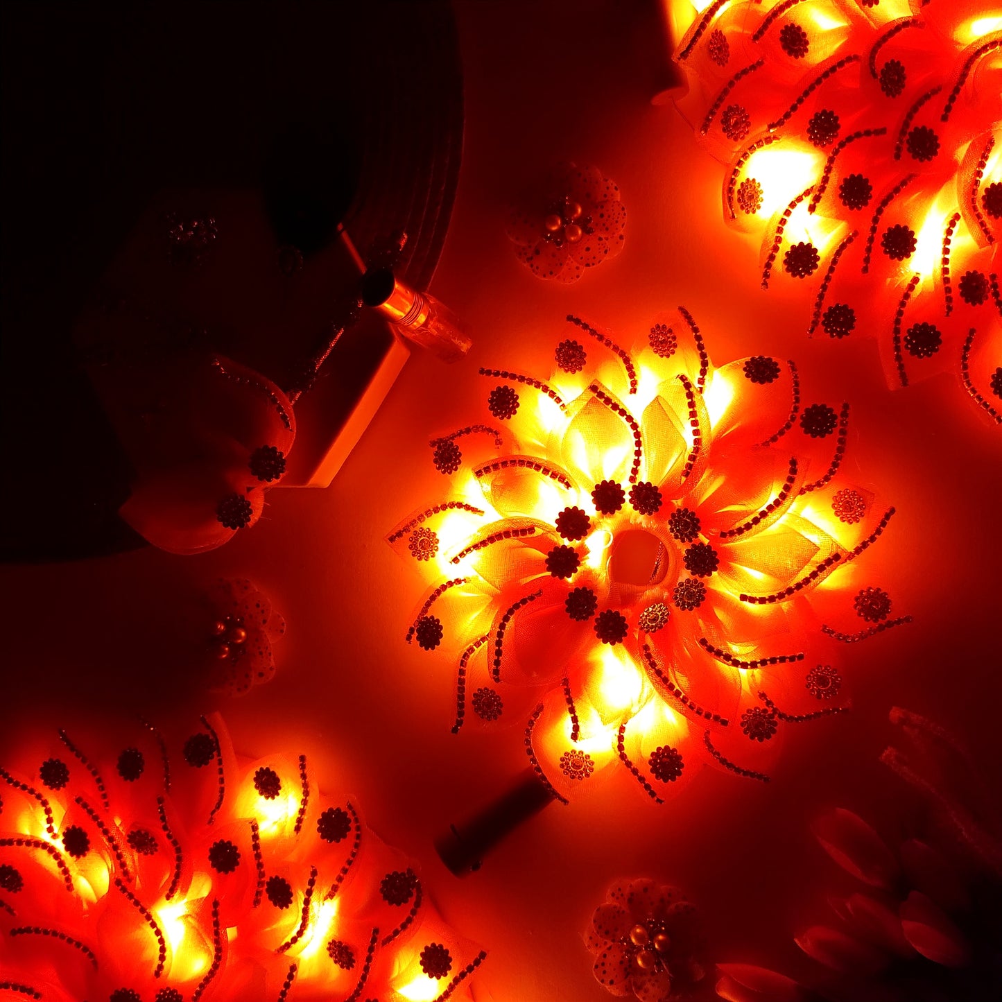 LED Light Up Radha Rani Dress – Two-In-One Peach Radha Rani Dress with Matching Dupatta, Bansuri & A Surprise Gift.