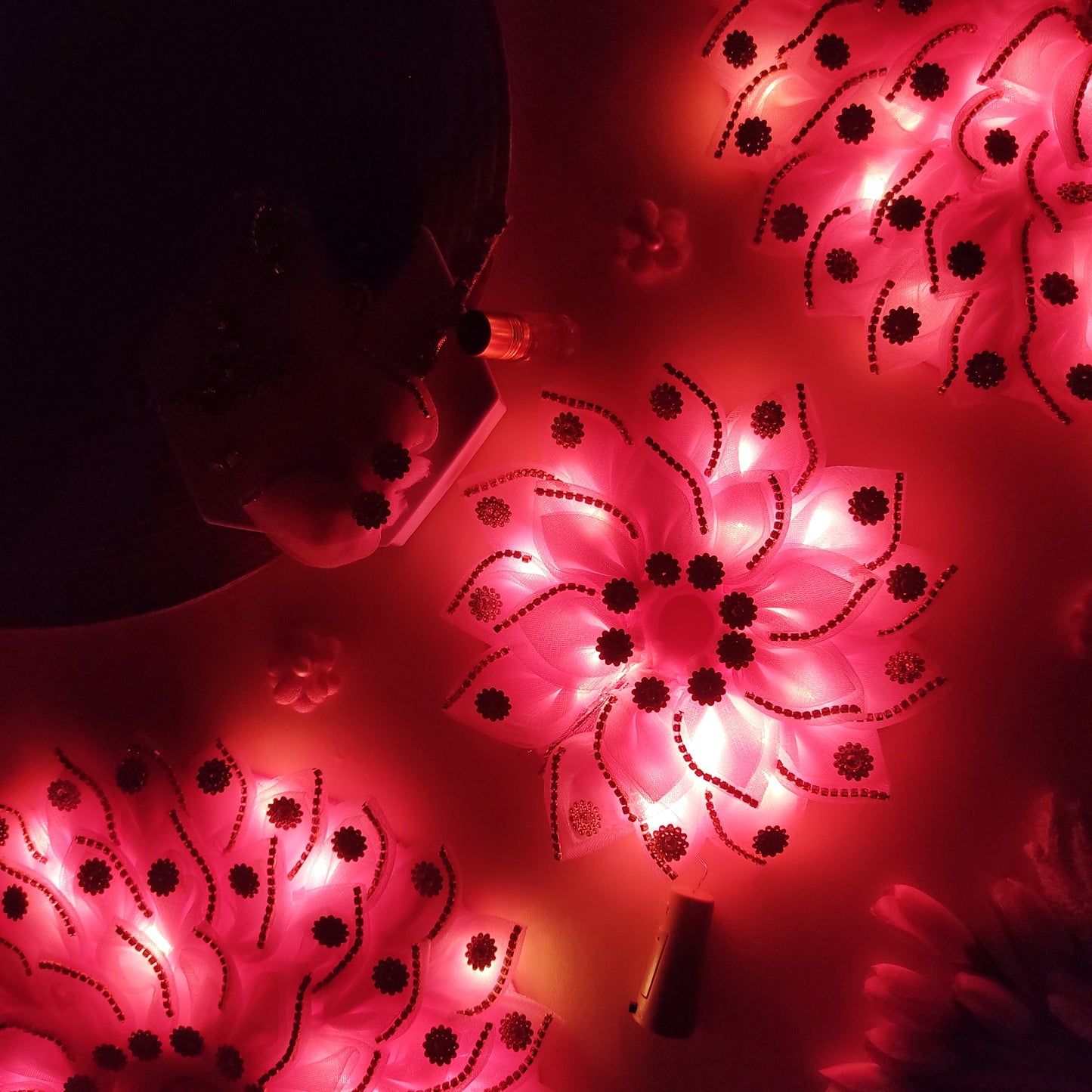 LED Light Up Radha Rani Dress – Two-In-One Pink Radha Rani Dress with Matching Dupatta, Bansuri & A Surprise Gift.
