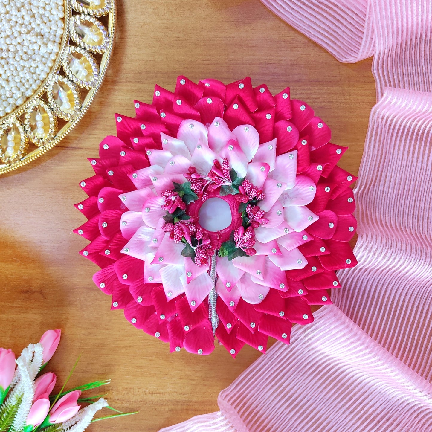Elegant Rose Petal Poshak for Bal Gopal – Matching Mukut & Full Shringar Included