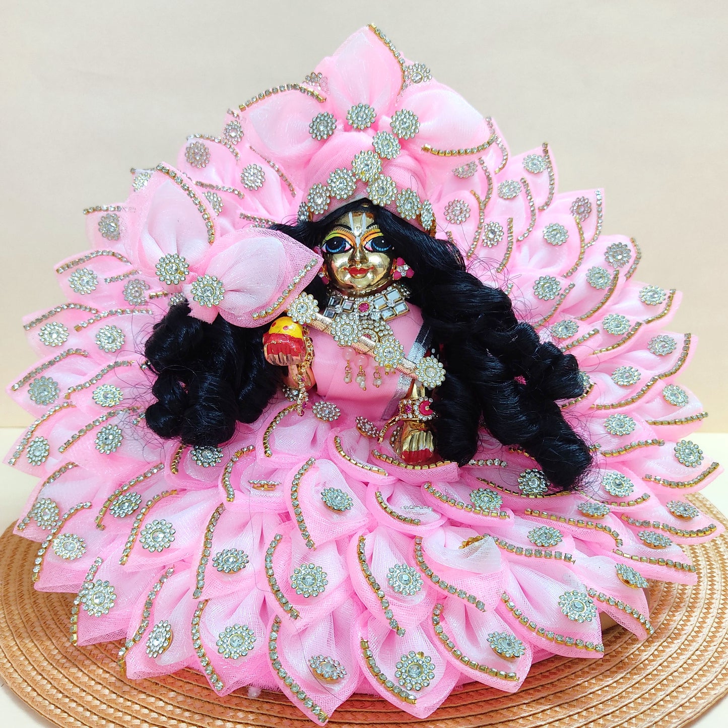 Diwali Special LED Light Up Kanha ji Dress – Two-In-One Fancy Yellow Laddu Gopal Dress with Mukut, Patakha Set and A Surprise Gift