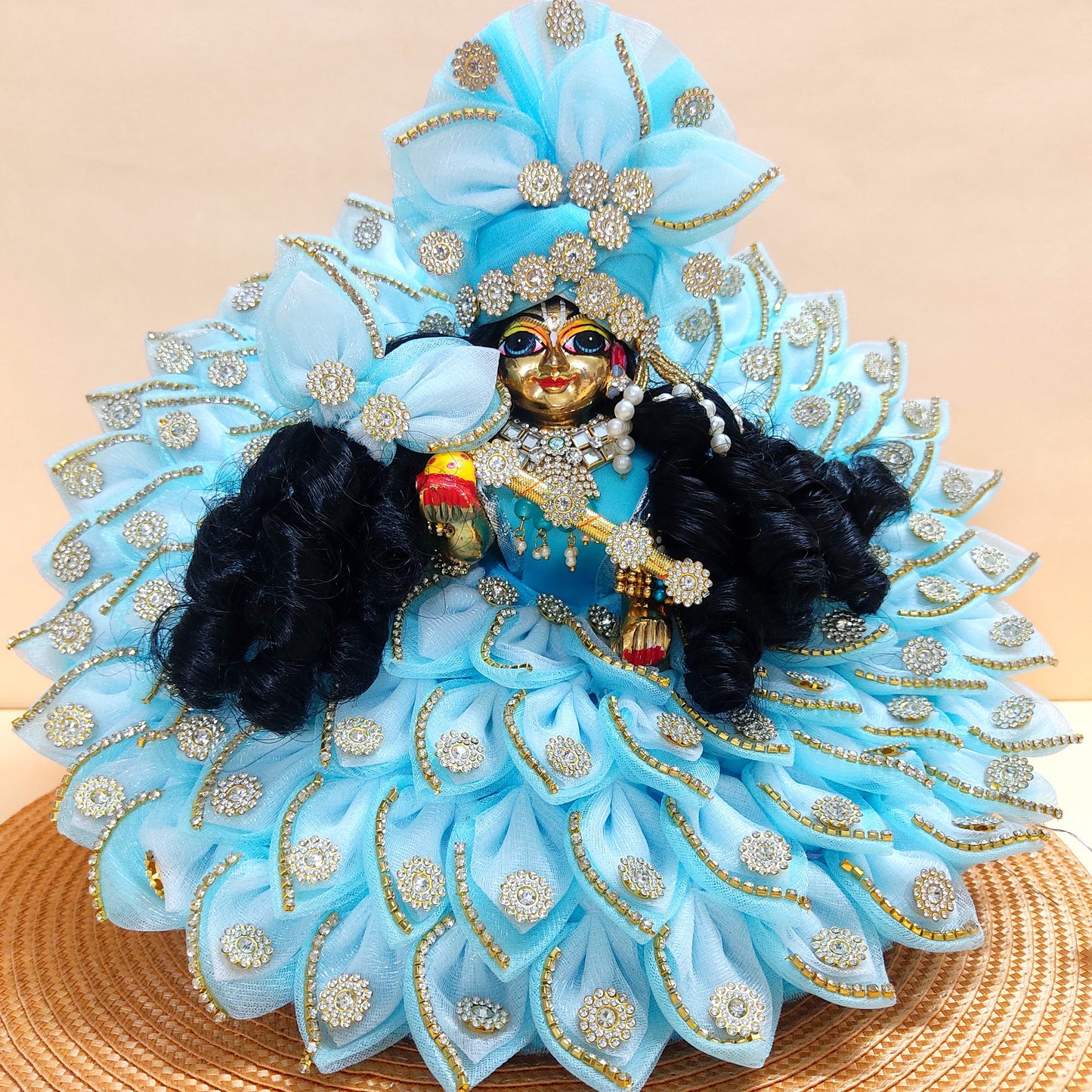 Diwali Special LED Light Up Kanha ji Dress – Two-In-One Fancy Yellow Laddu Gopal Dress with Mukut, Patakha Set and A Surprise Gift