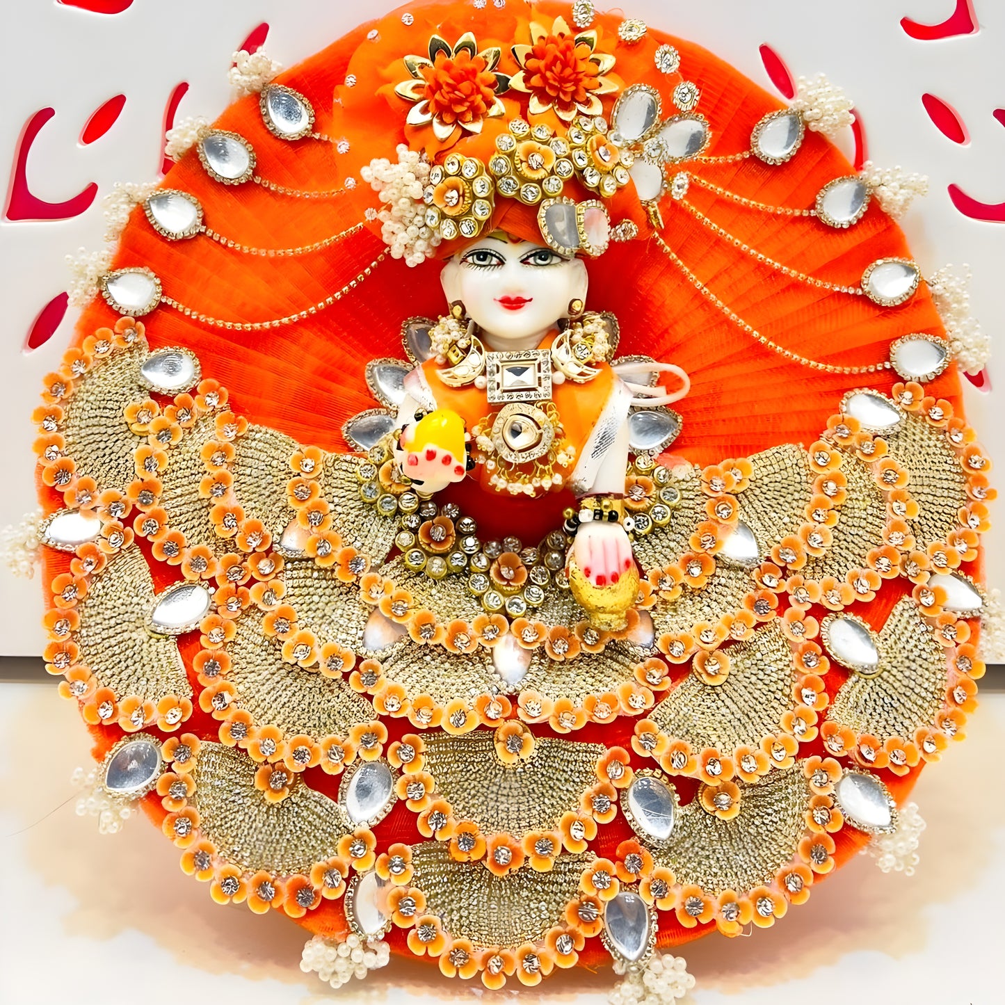 Sparkling Diamond Finish Kanha ji Dress in Sky Blue – Janmashtami Special Unique Design Poshak With Matching Mukut, Bansuri & A Surprise Gift.