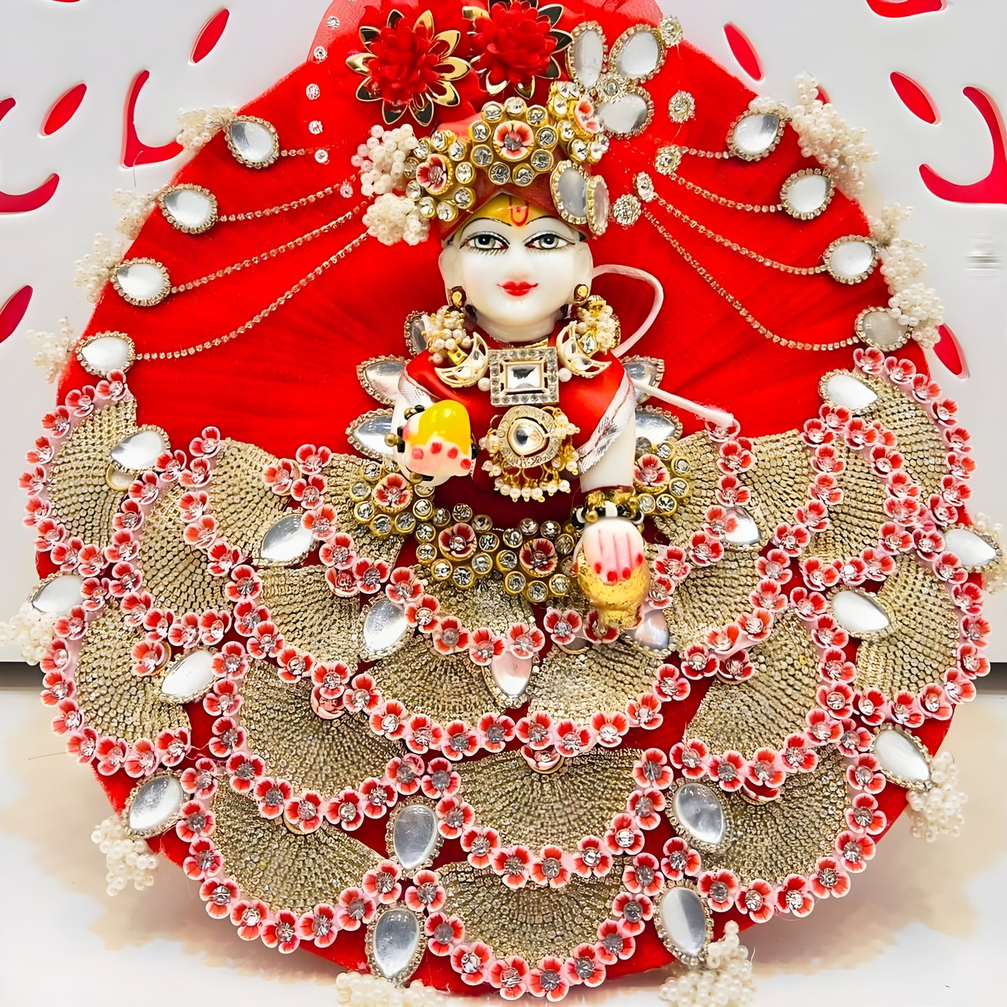 Sparkling Diamond Finish Kanha ji Dress in Sky Blue – Janmashtami Special Unique Design Poshak With Matching Mukut, Bansuri & A Surprise Gift.