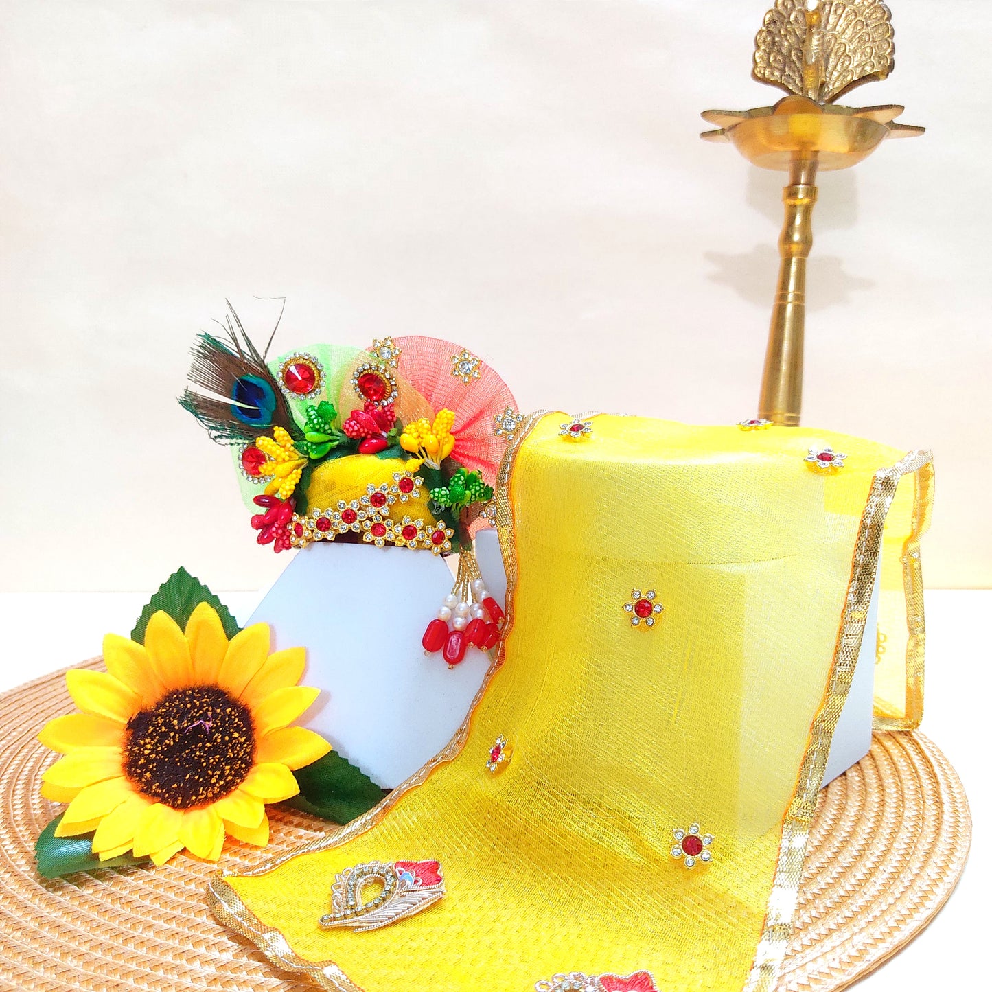 Ram-Sita Ji Jhula Dress – Diwali Special Gopal ji Dress with Matching Mukut, Pataka Set, Bansuri & A Surprise Gift