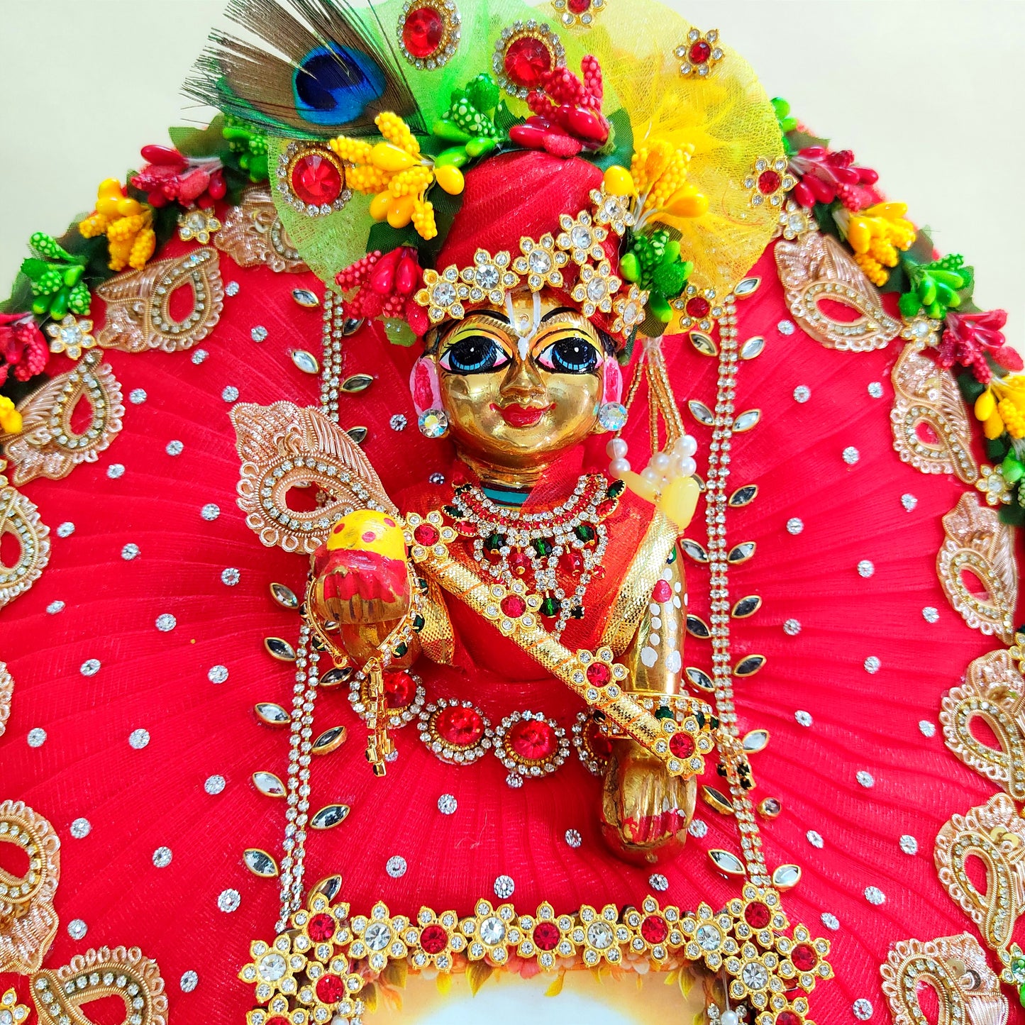 Ram-Sita Ji Jhula Dress – Diwali Special Laddu Gopal Dress with Matching Mukut, Pataka Set, Bansuri & A Surprise Gift.