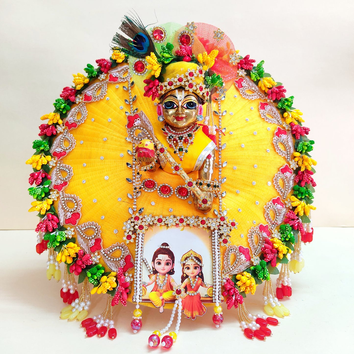 Ram-Sita Ji Jhula Dress – Diwali Special Gopal ji Dress with Matching Mukut, Pataka Set, Bansuri & A Surprise Gift