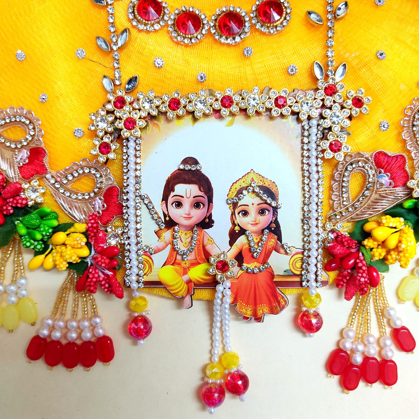 Ram-Sita Ji Jhula Dress – Diwali Special Gopal ji Dress with Matching Mukut, Pataka Set, Bansuri & A Surprise Gift