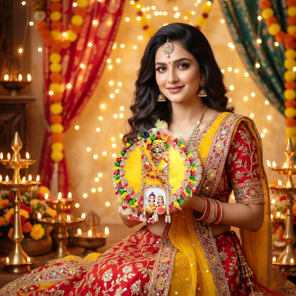 Ram-Sita Ji Jhula Dress – Diwali Special Gopal ji Dress with Matching Mukut, Pataka Set, Bansuri & A Surprise Gift