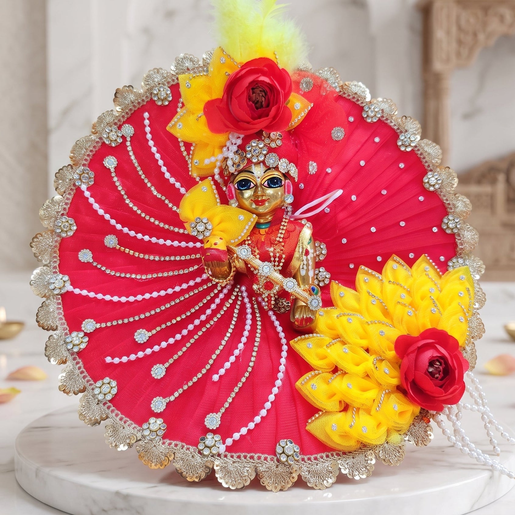 Red & Yellow Laddu Gopal Poshak