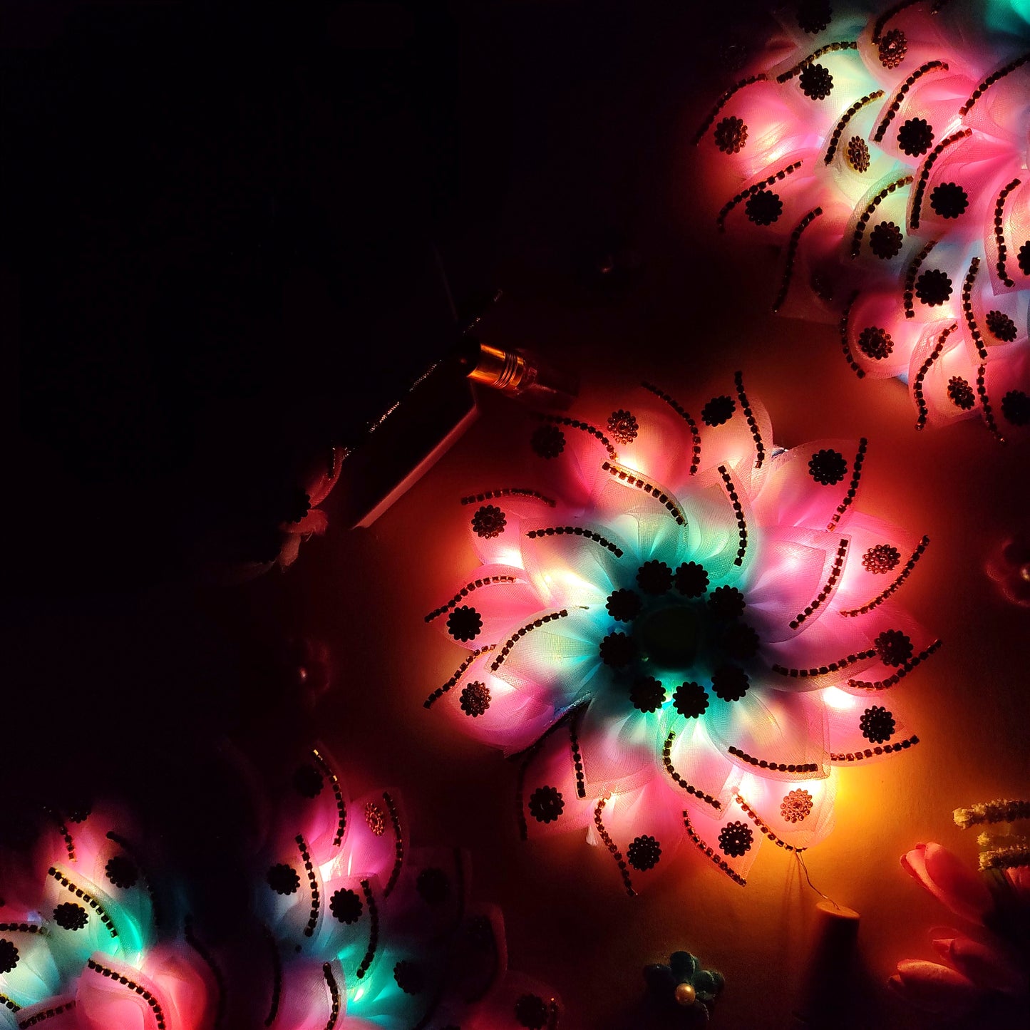LED Light Up  Radha Rani Dress – Two-In-One  Pink & Sky-Blue Dress with Matching Dupatta, Bansuri & A Surprise Gift.