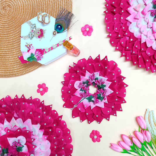 Elegant Rose Petal Poshak for Bal Gopal – Matching Mukut & Full Shringar Included