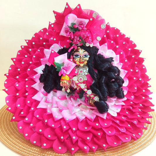 Elegant Rose Petal Poshak for Bal Gopal – Matching Mukut & Full Shringar Included