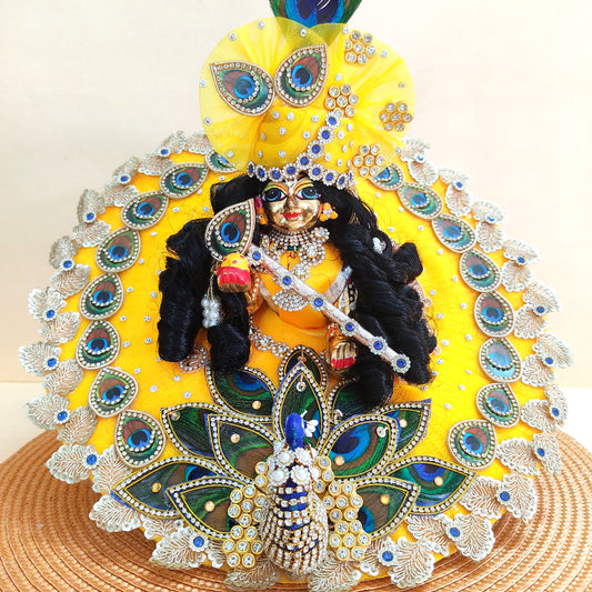 3D Peacock Blue Color Laddu Gopal Dress – Janmashtami Special Designer Thakur Ji Poshak with Matching Mukut & Full Shringar Set