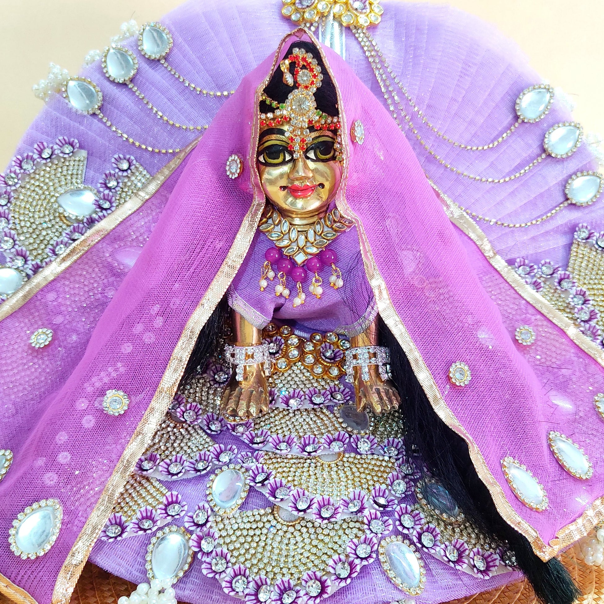 radha krishna in purple dress Radha Krishna Heavy Decorative Figurine, Traditional Yugal Jodi Dress, Purple and Gold (8 inches) : Amazon.in: Home & Kitchen