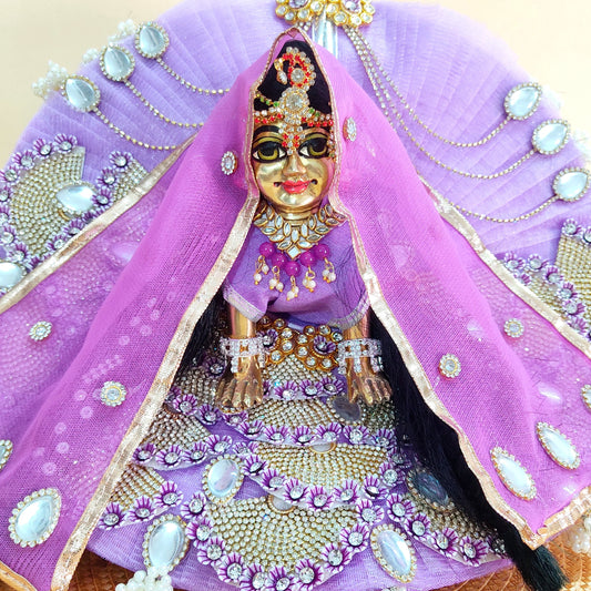 Sparkling Diamond Finish Radha Rani Dress in Light Purple – Janmashtami Special Unique Design Poshak With Matching Chunri, Bansuri & A Surprise Gift.