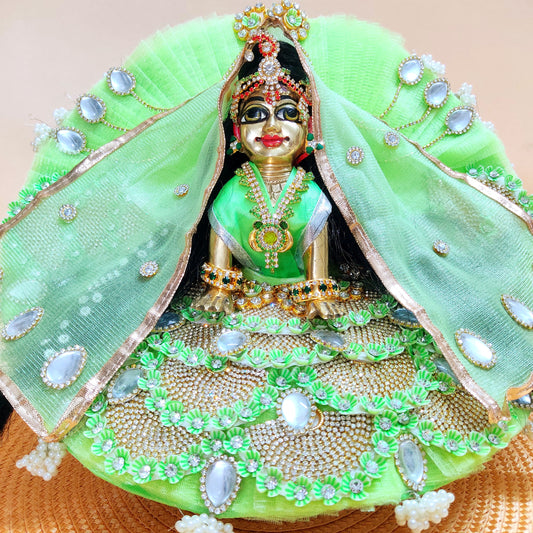 Sparkling Diamond Finish Radha Rani Dress in Light Purple – Janmashtami Special Unique Design Poshak With Matching Chunri, Bansuri & A Surprise Gift.