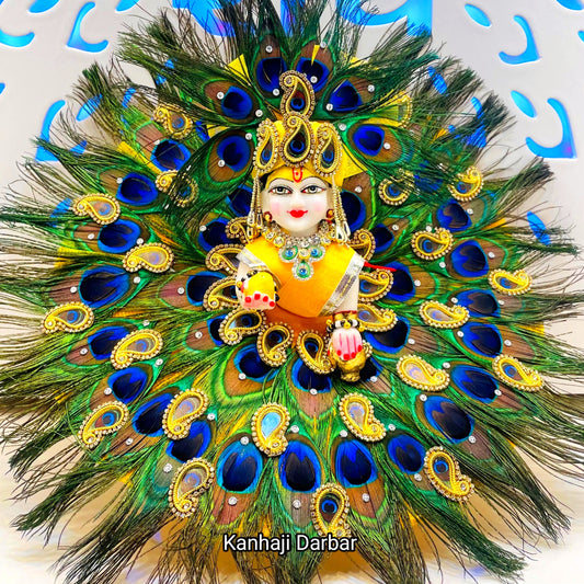 Peacock Feather Special Laddu Gopal Poshak –  Janmashtami Special Designer Dress with Peacock Mukut & Full Shringar Set