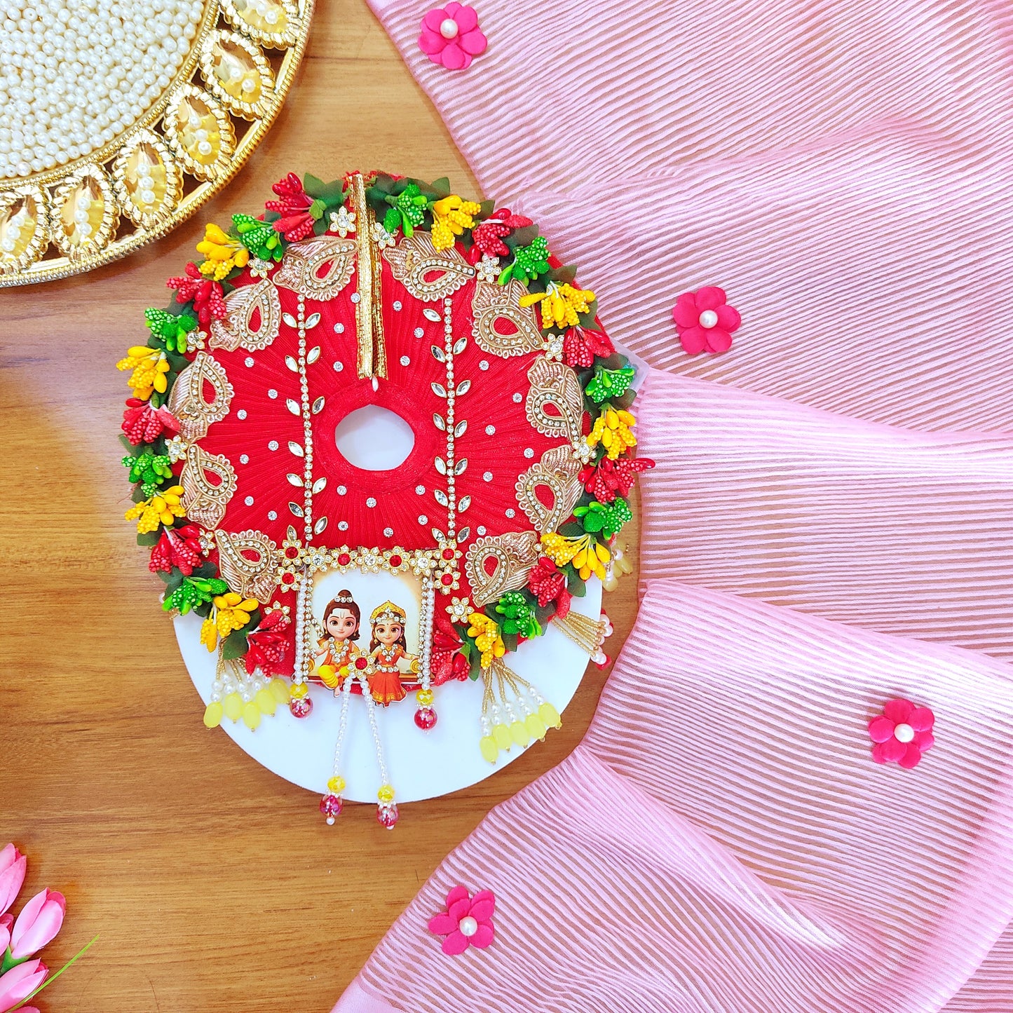 Ram-Sita Ji Jhula Dress – Diwali Special Laddu Gopal Dress with Matching Mukut, Pataka Set, Bansuri & A Surprise Gift.