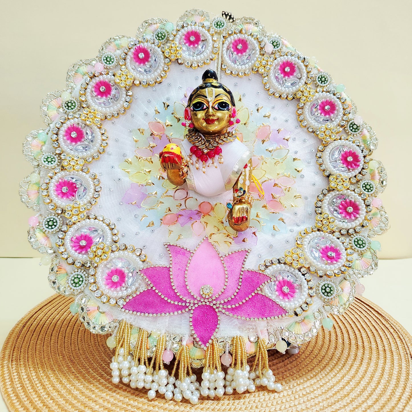 Kanha Ji ki pink lotus flower designer poshak