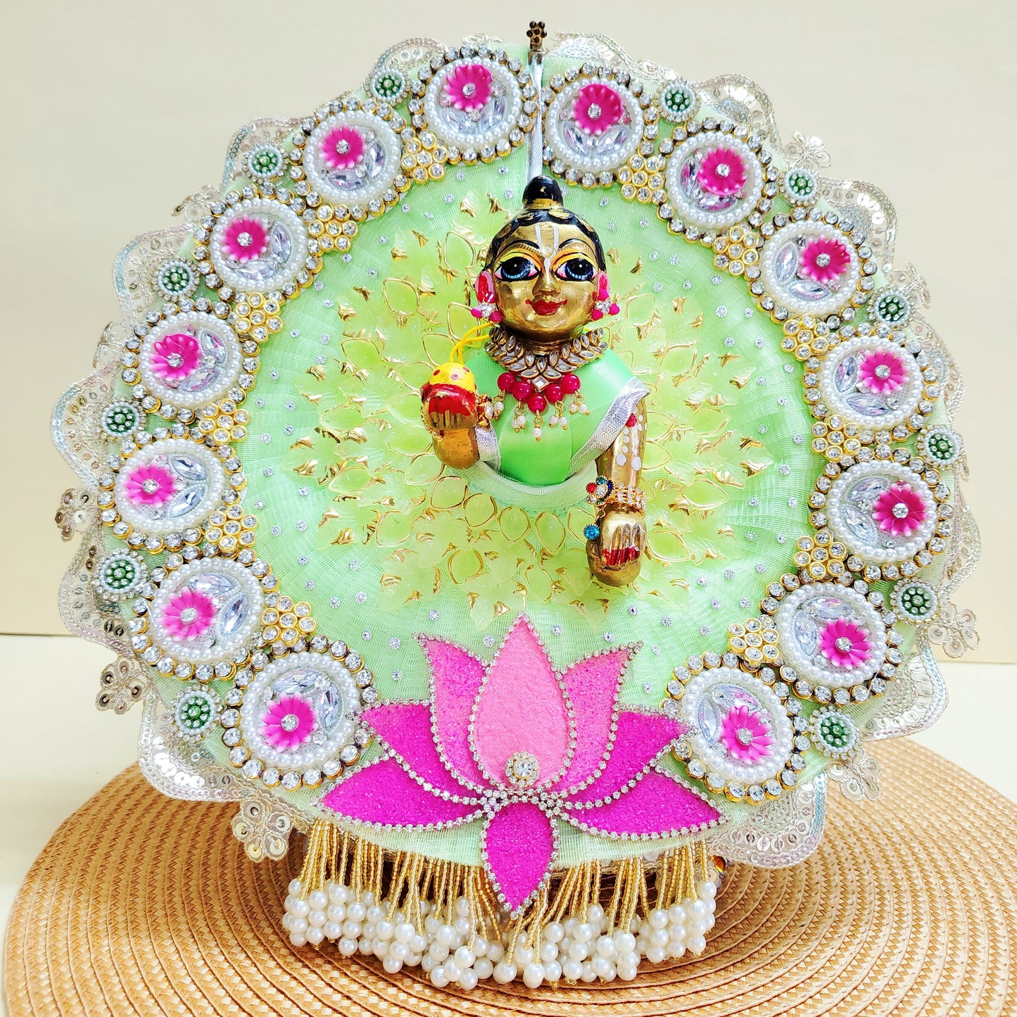 Vrindavan style lotus dress for Little Krishna, Laddu Gopal Lotus Dress