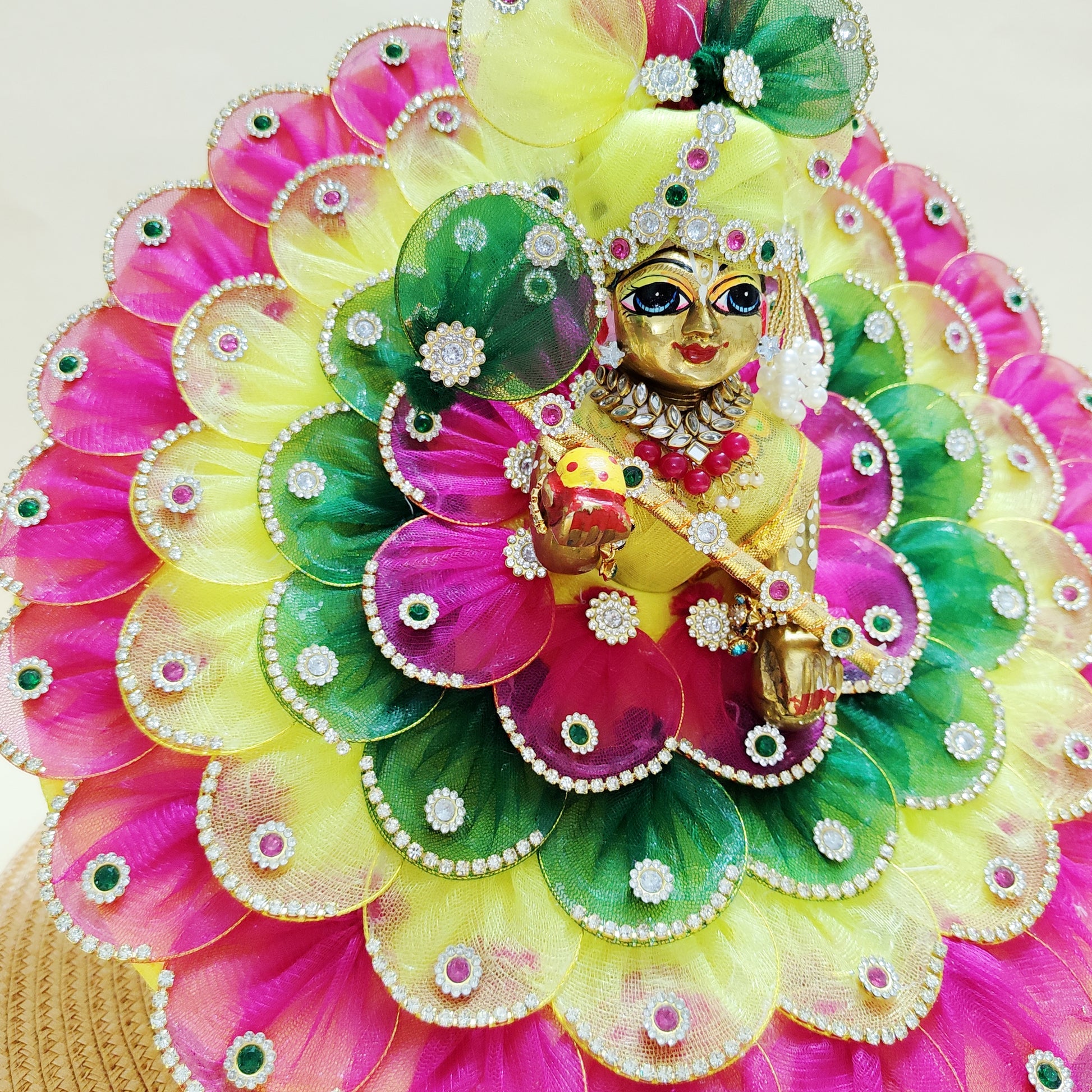 Laddu Gopal petals dress with bansuri and gift