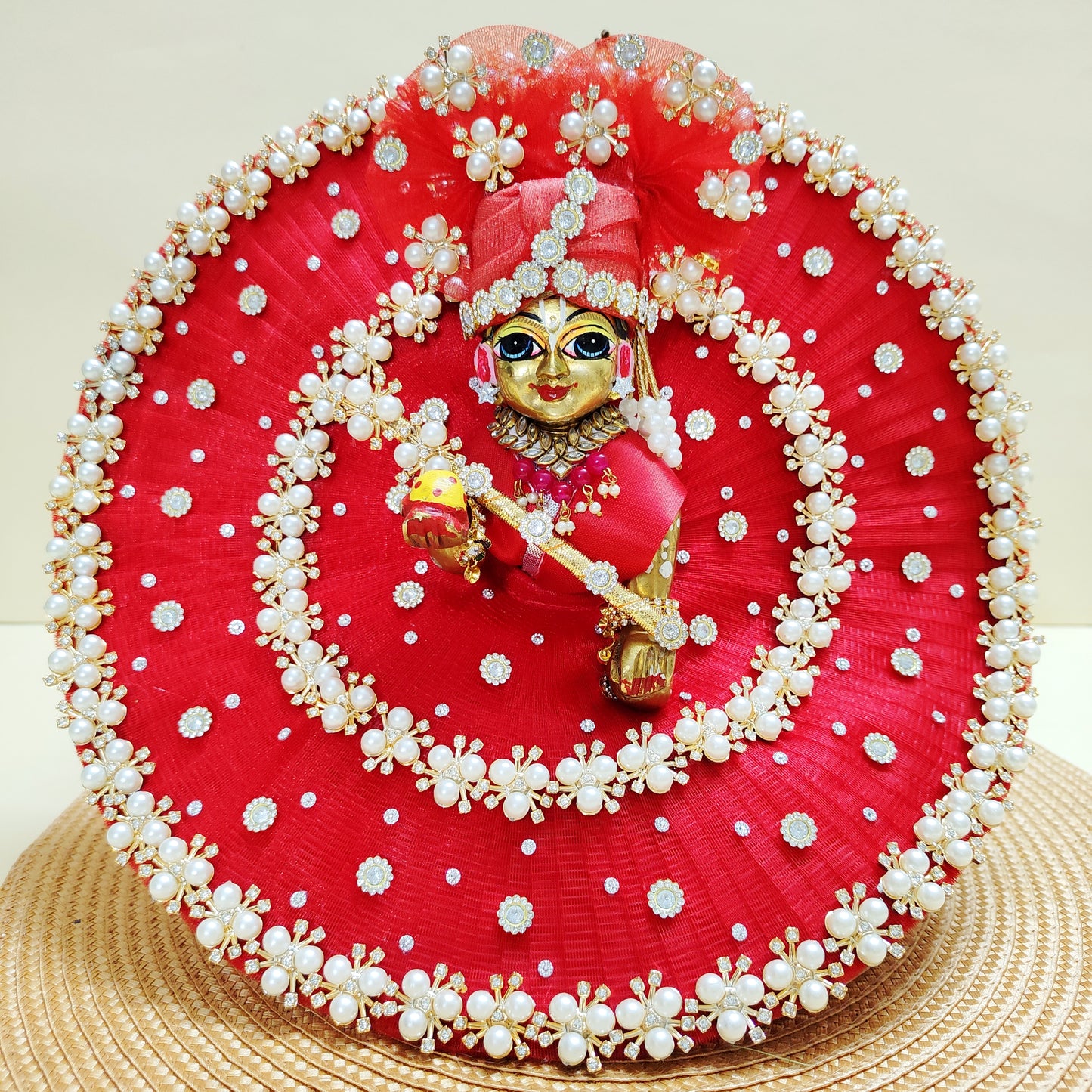Heavy moti work poshak for Kanha Ji online