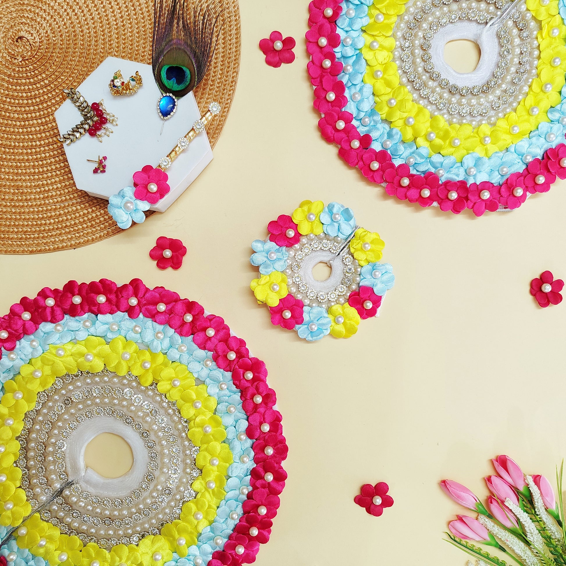 Handcrafted flower dress for Laddu Gopal with Mukut