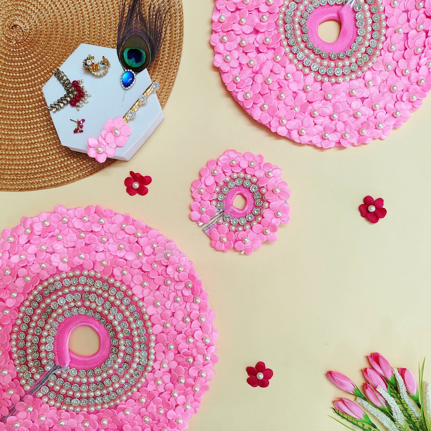 Ladoo Gopal Flower Dress with Mukut, Bansuri and a Surprise Gift