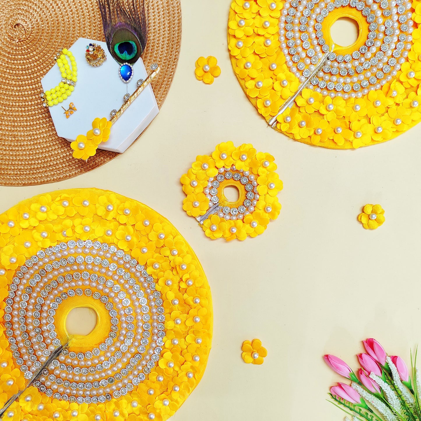 Laddu Gopal Yellow Flower Dress All Sizes 