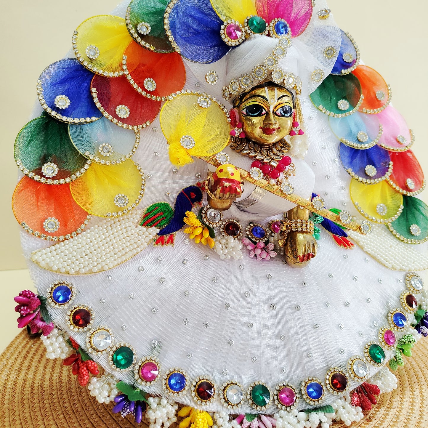 Multicolor petals peacock Thakur ji poshak