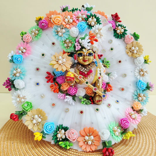 Multicolor flower Laddu Gopal dress with Mukut