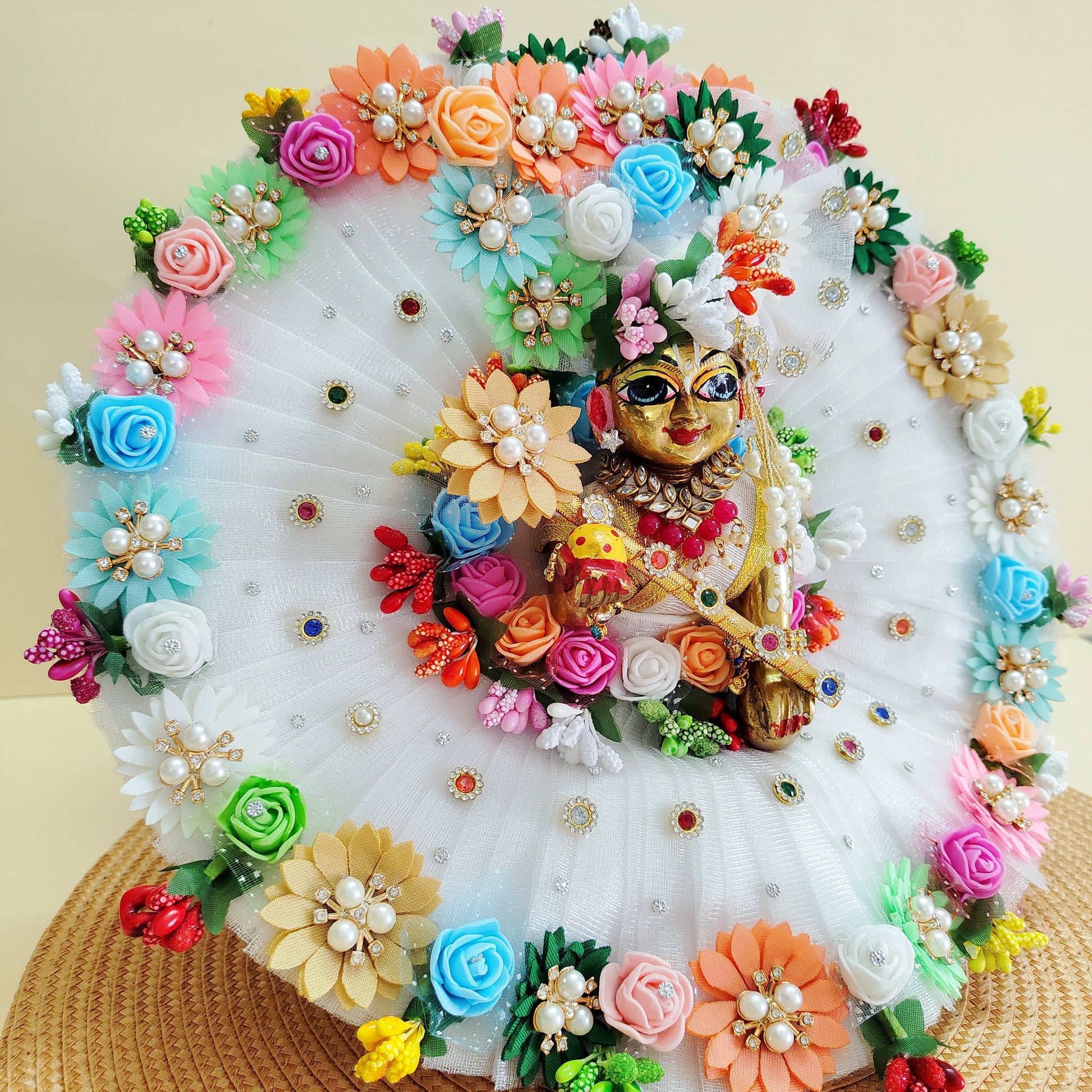 Laddu Gopal multicolor flower dress