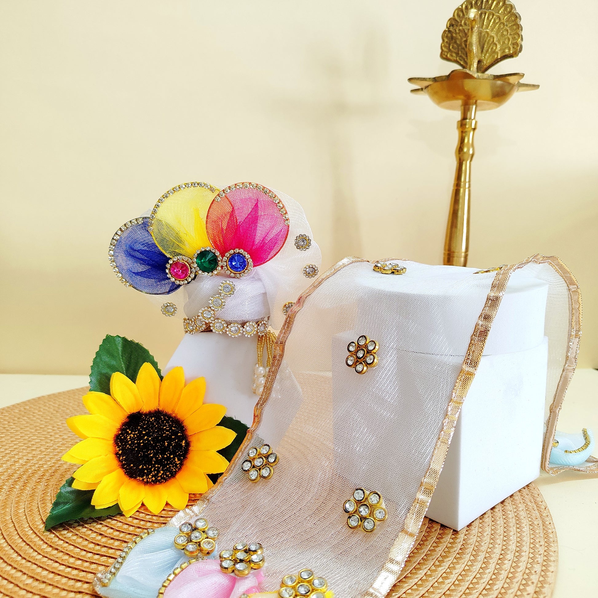Colorful Kanhaji shringar set with traditional pagdi