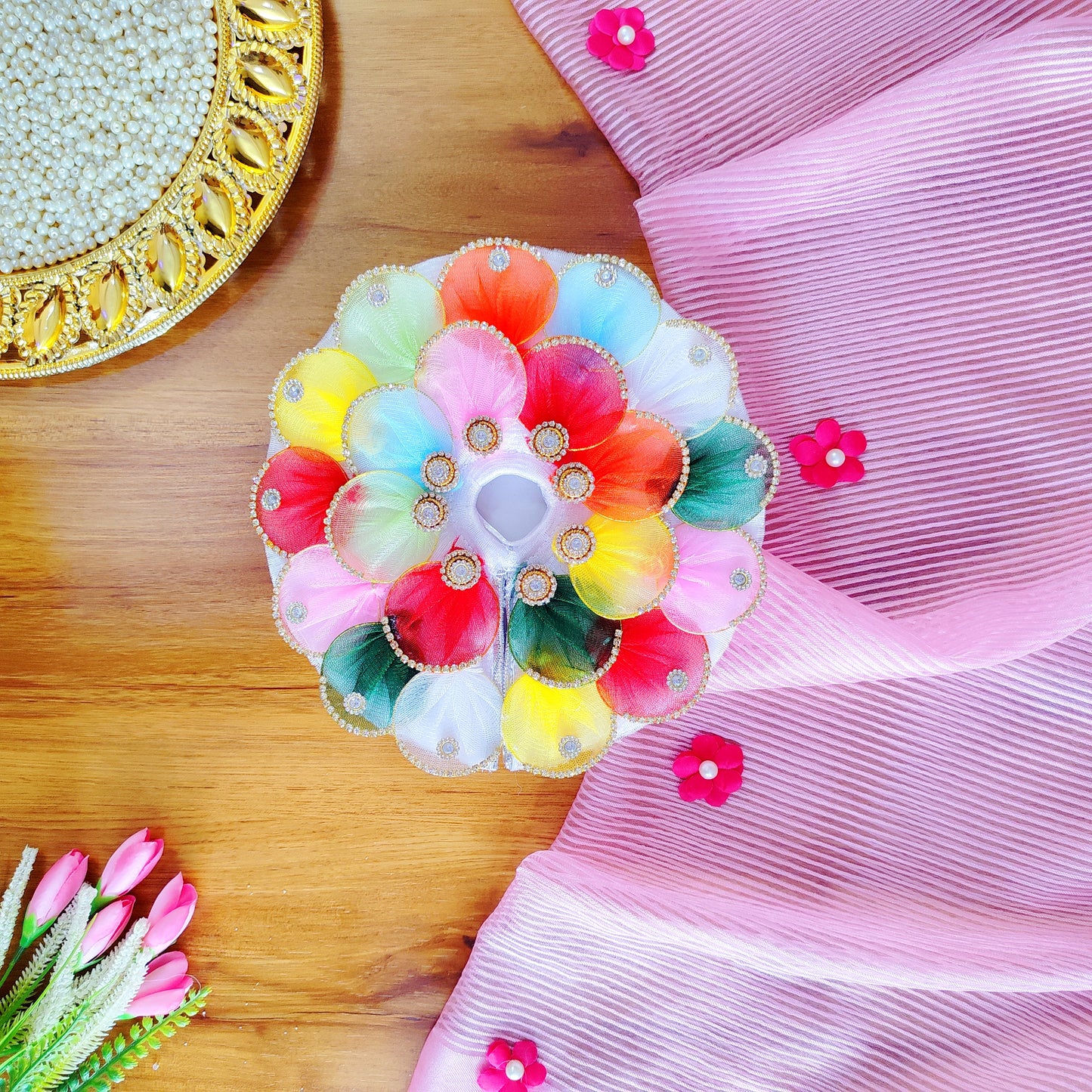 Laddu Gopal multi color petals poshak