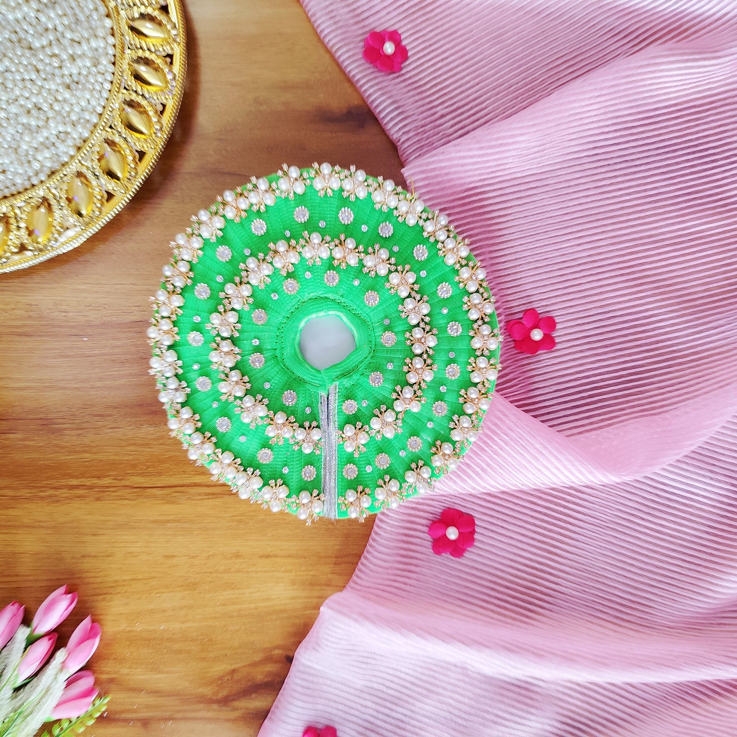 White pearl deity clothing for Kanha Ji Dress online