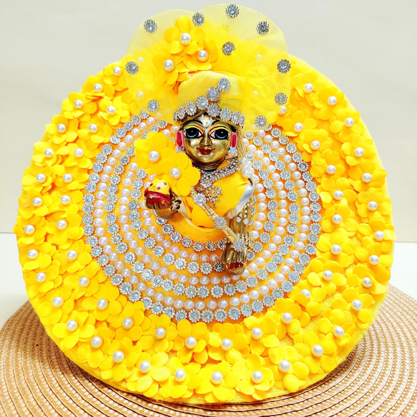 Ladoo Gopal Flower Dress with Mukut, Bansuri and a Surprise Gift