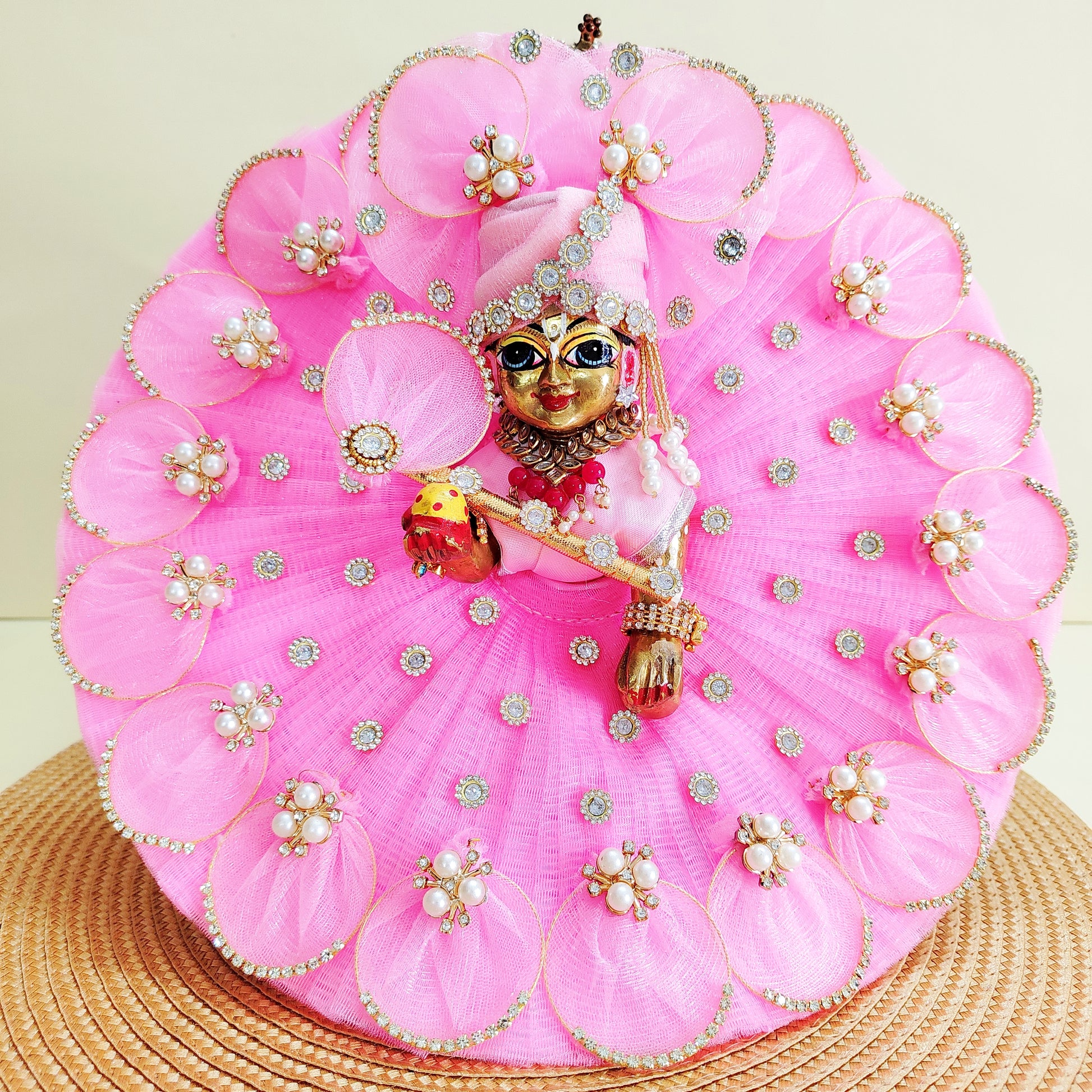 Baby Pink Laddu Gopal Dress - Light Pink Kanha Ji Poshak Set