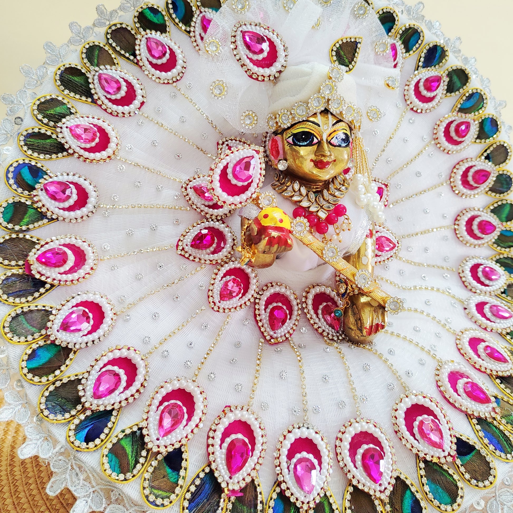 Designer peacock feather dress for Bal Gopal