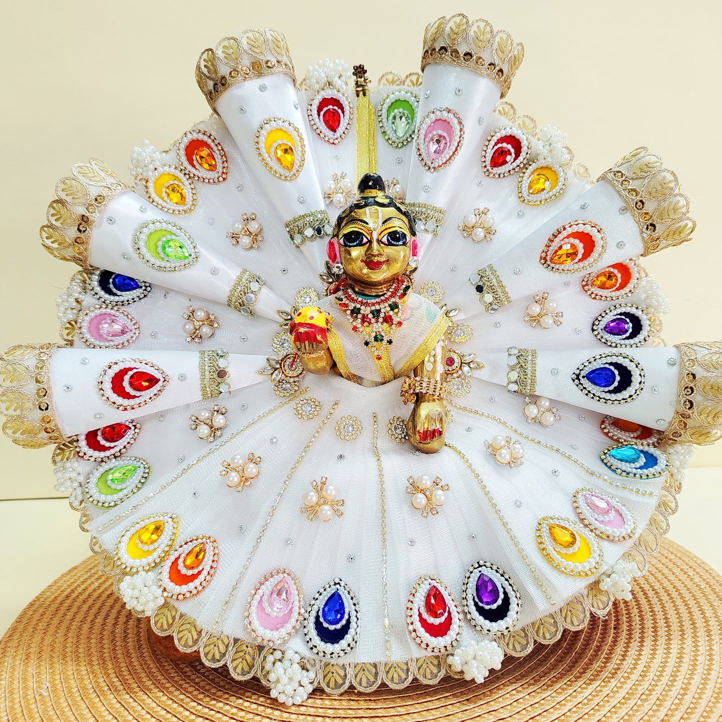 Laddu Gopal Cone Style Heavy Poshak with Pagdi, Patka and Choli