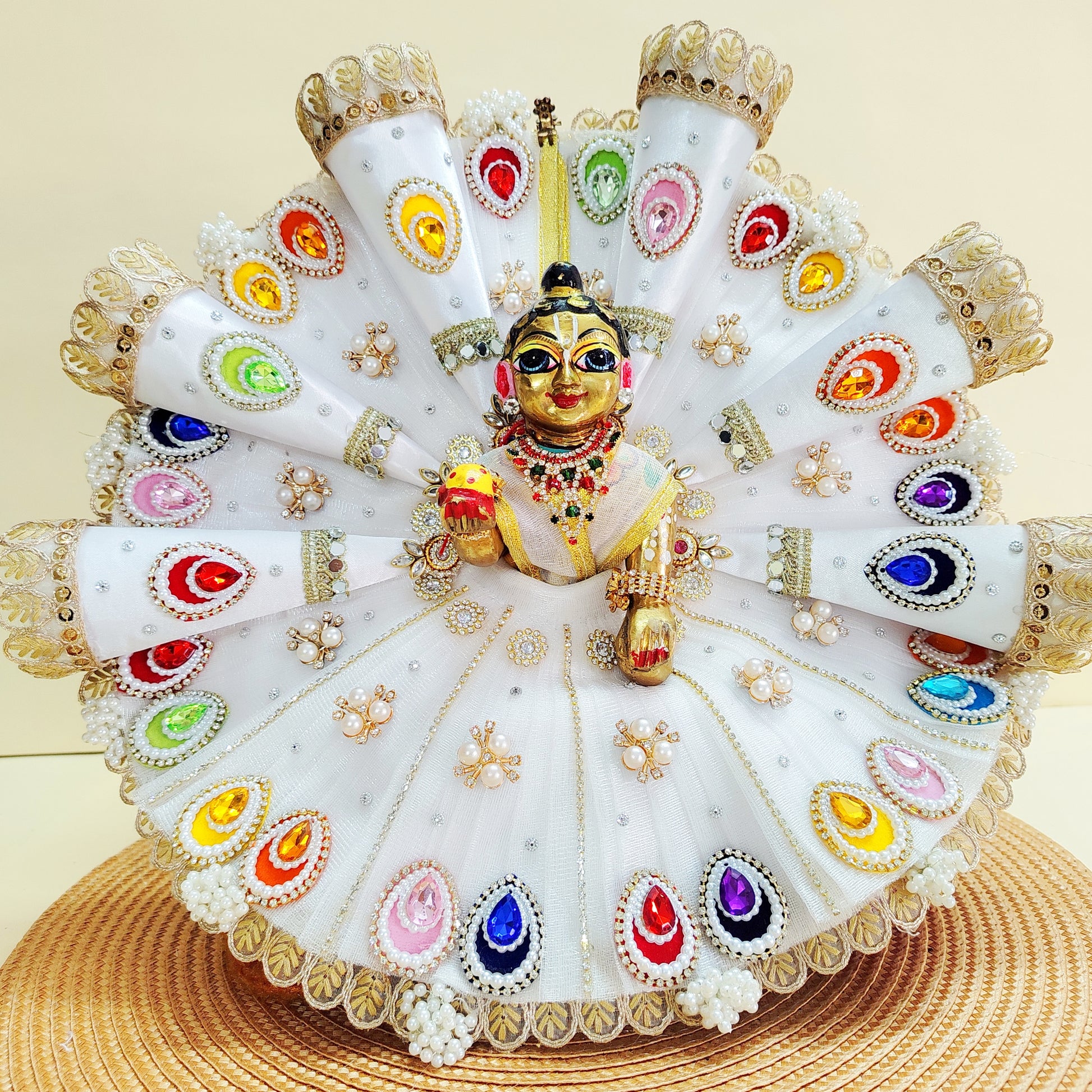Laddu Gopal Cone Style Heavy Poshak with Pagdi, Patka and Choli