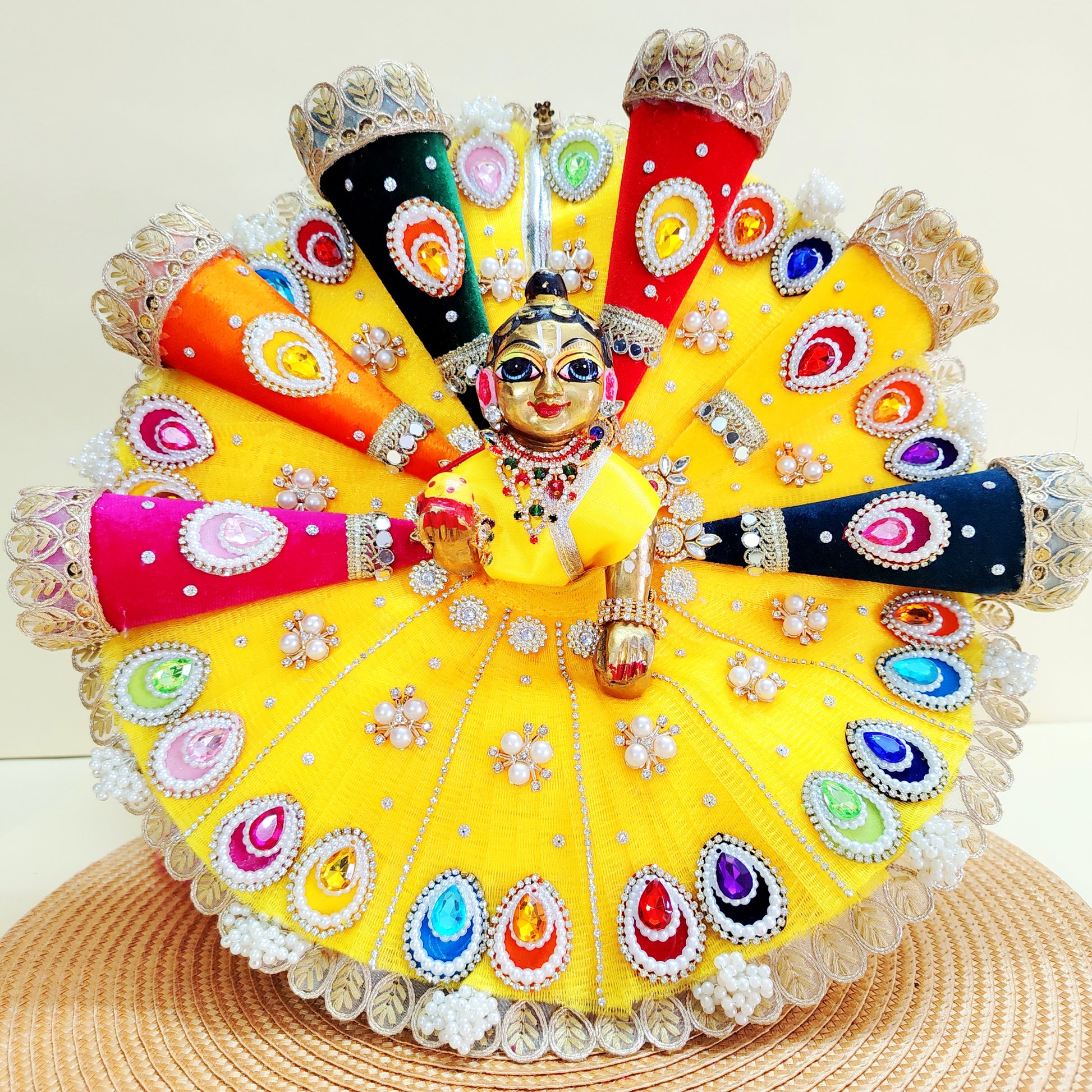 Ladoo Gopal heavy cone design shringar poshak