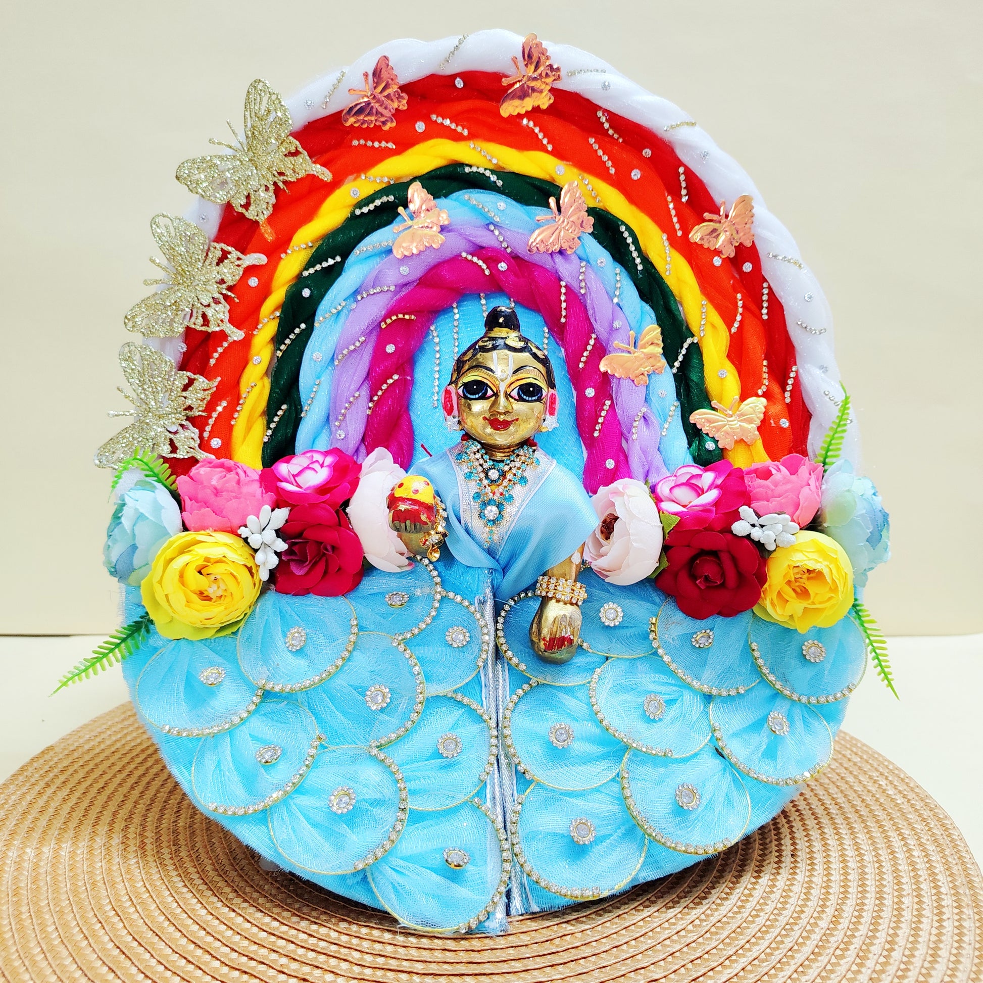 Colorful butterfly Rainbow themed poshak for Kanha ji online