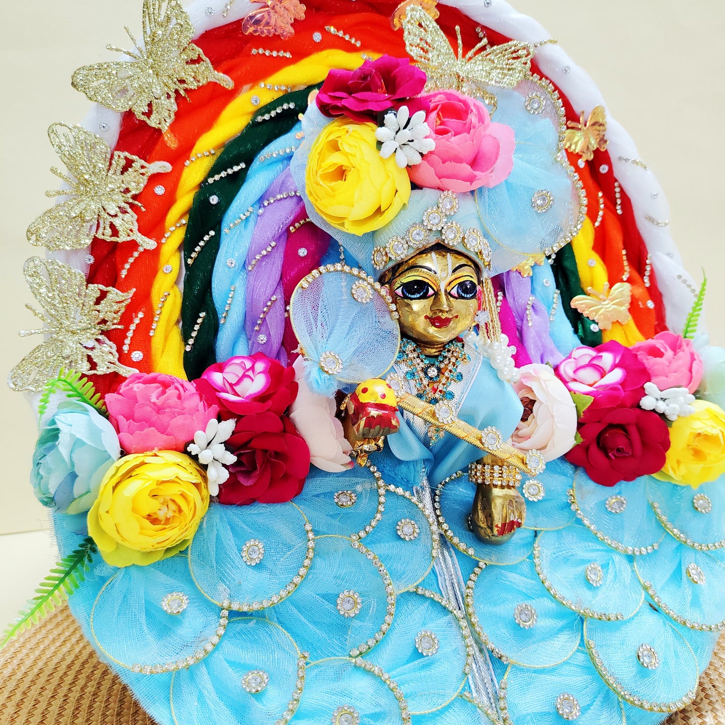 Rainbow Butterfly Laddu Gopal Floral Dress