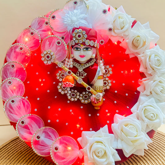 LED Light Red Rose Laddu Gopal Dress with Mukut & Surprise Gift