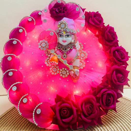 LED Light Rose Gopal Dress with Mukut, Bansuri and Surprise Gift
