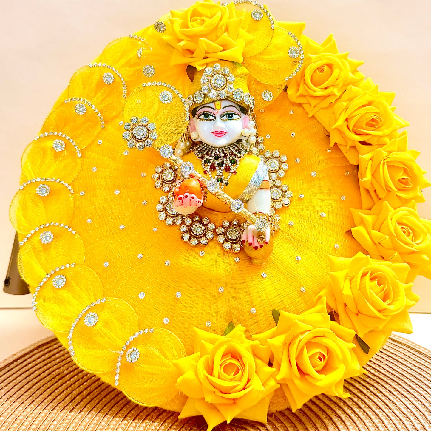LED Light Red Rose Laddu Gopal Dress with Mukut & Surprise Gift