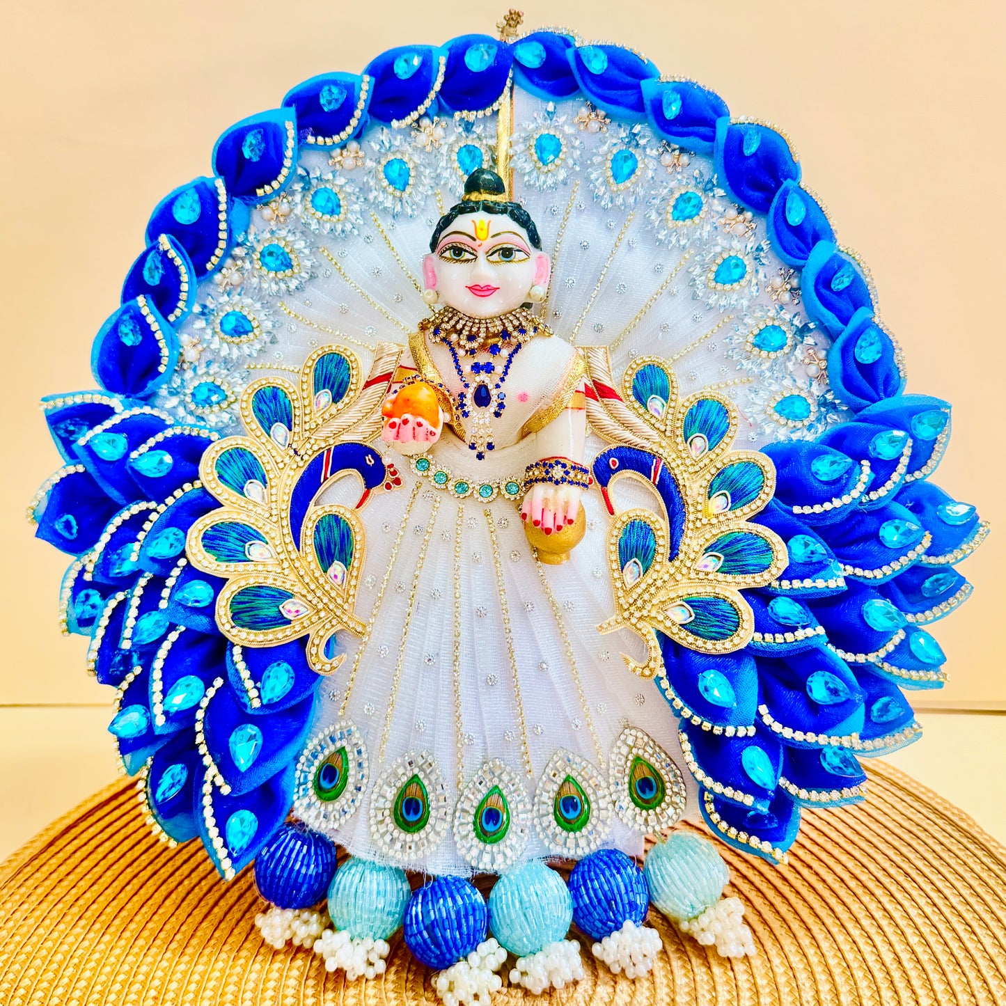 Royal Yellow Laddu Gopal Peacock Heavy Dress with Mukut & Surprise Gift