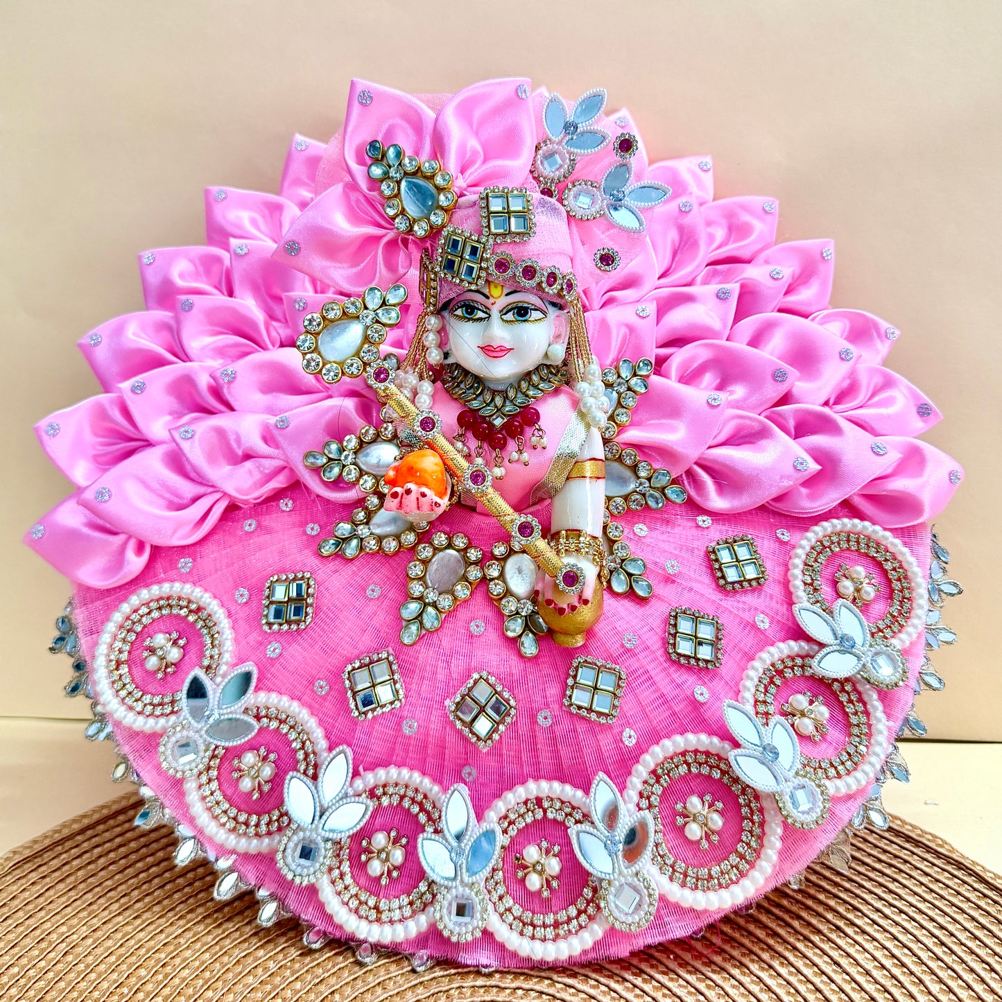 Two in One Ring Laddu Gopal Dress with Mukut, Bansuri & Surprise Gift
